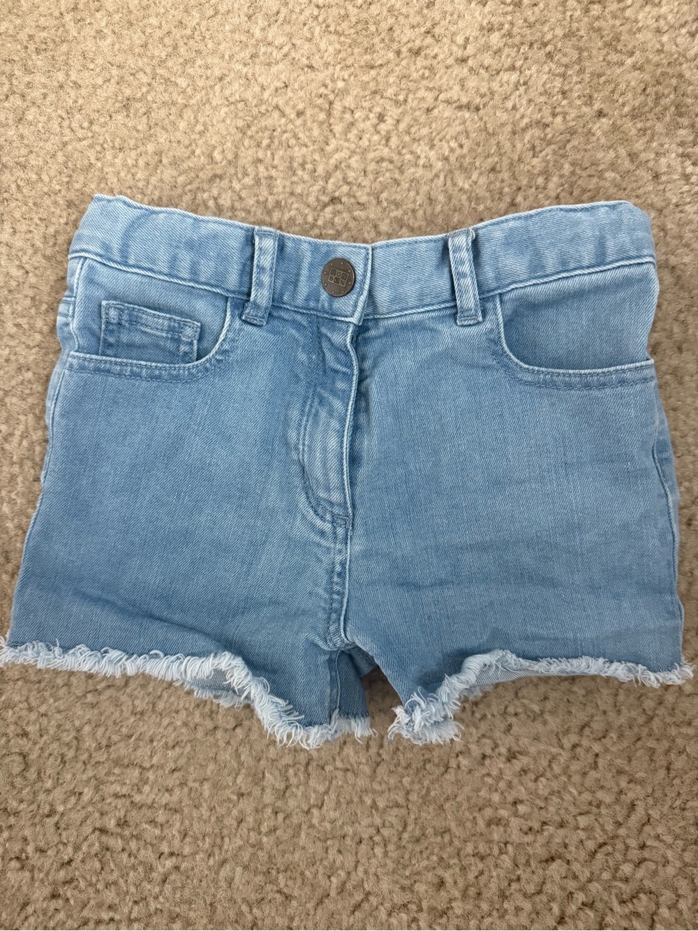 Bonton Light Blue Denim Frayed-Hem Kids Shorts